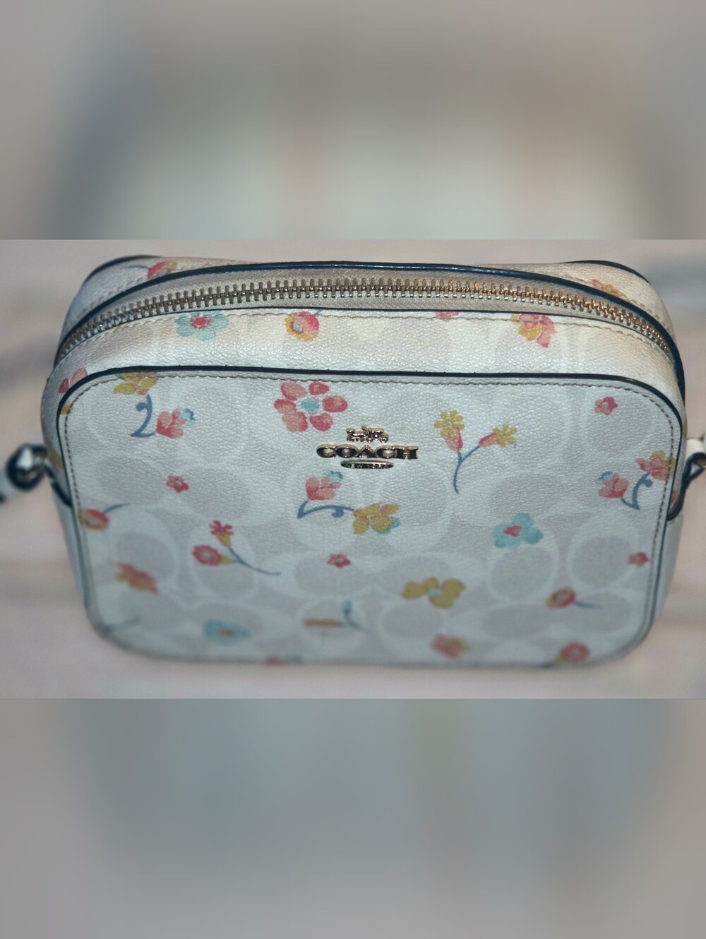 Coach Mini Camera Bag In Signature Canvas Crossbody. A2239-C8700. 7×5×2